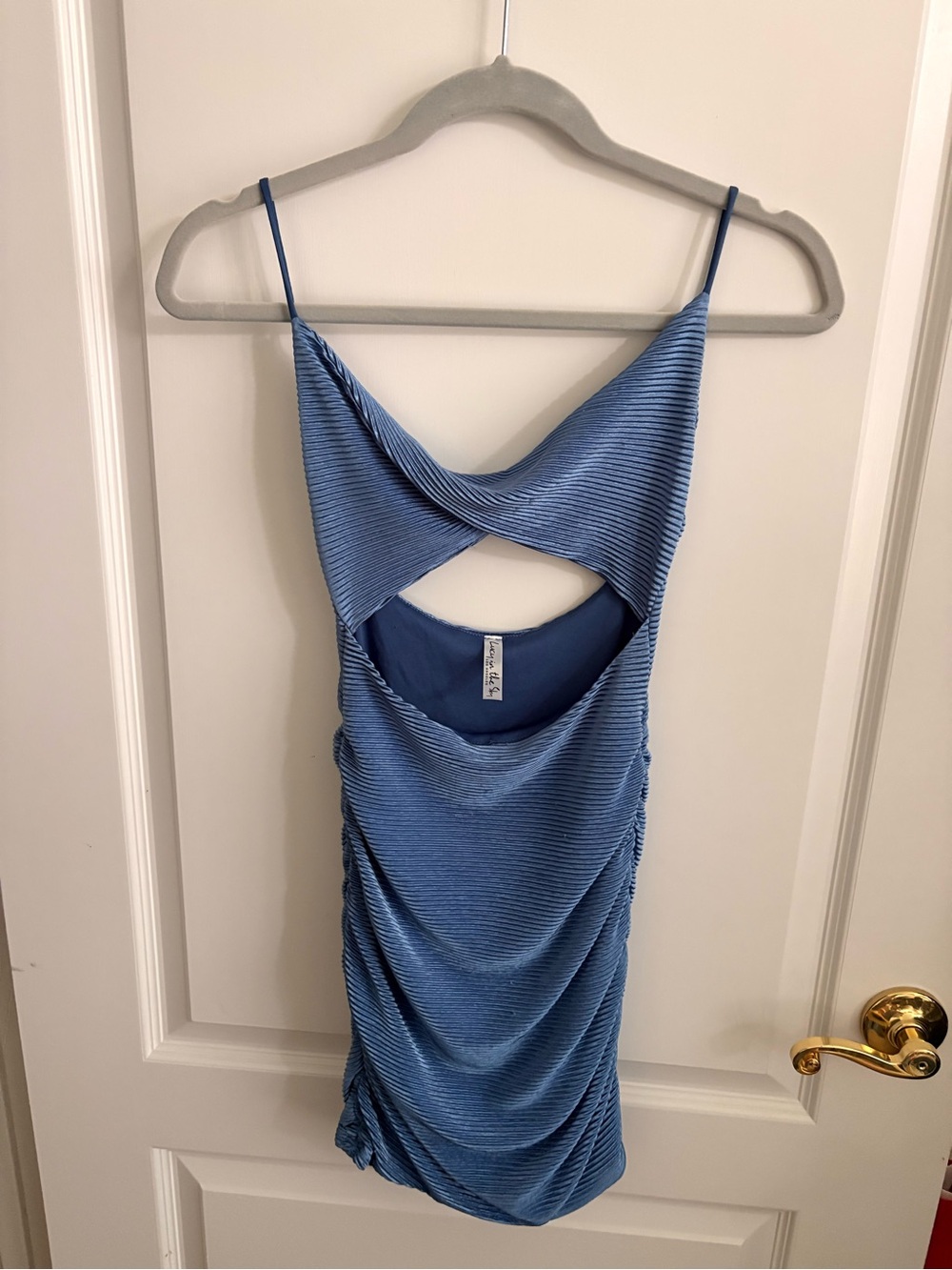 Lucy in the Sky Blue Ribbed Cutout Mini Dress